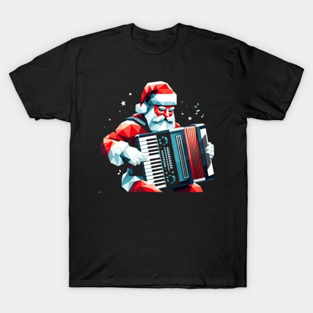 Christmas Santa Musician T-Shirt by fadinstitute